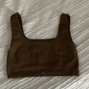 SET Active Brown Ribbed Tank Top